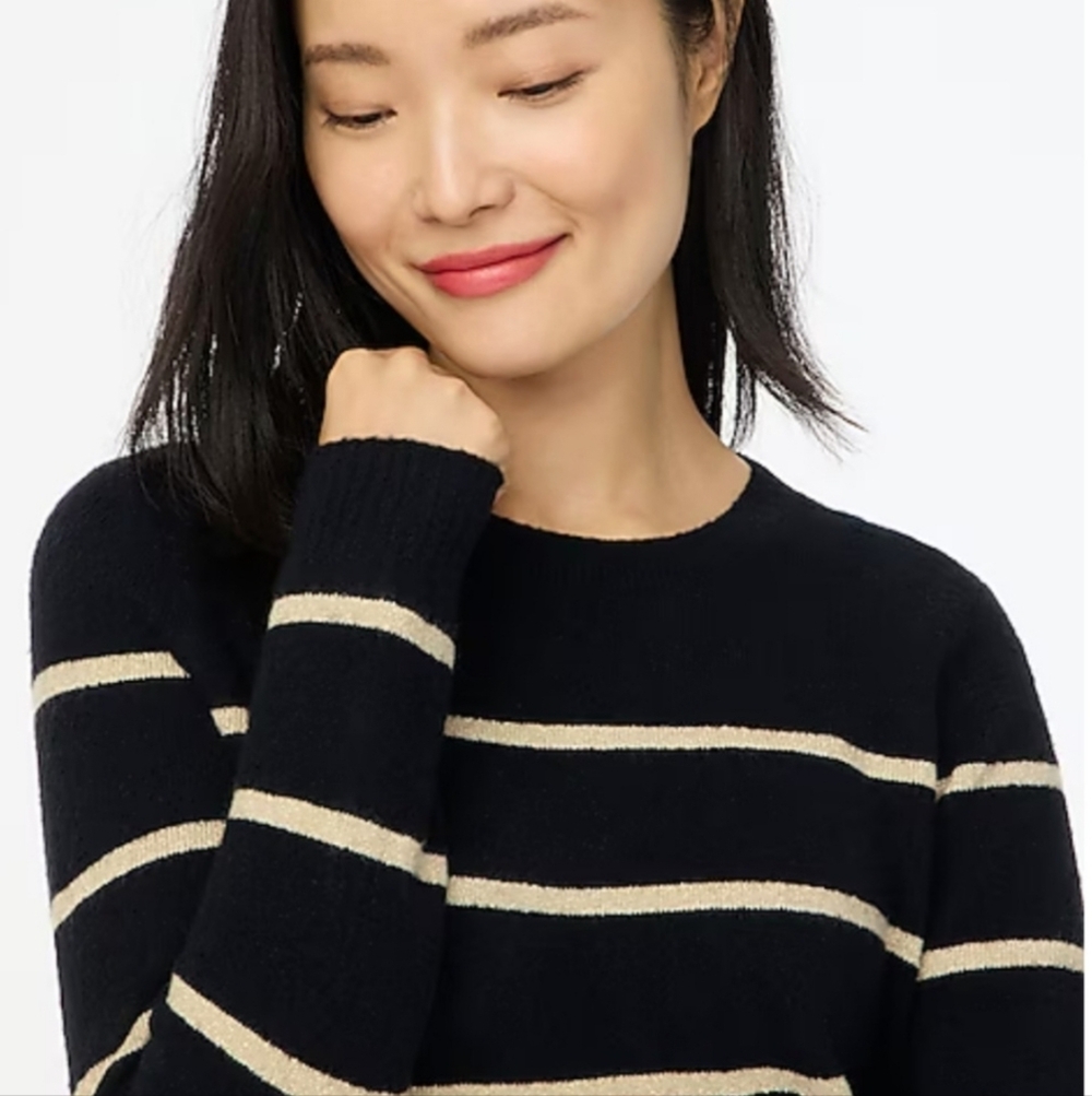 J Crew Factory Shimmer Striped Crewneck BV124 NWT Large - Picture 2 of 7